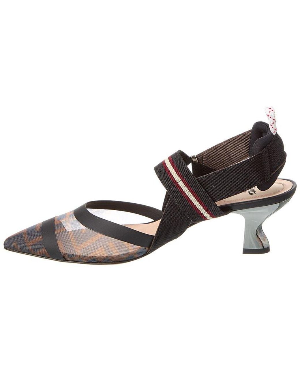 Fendi Black Colibri Mesh Slingback Pump