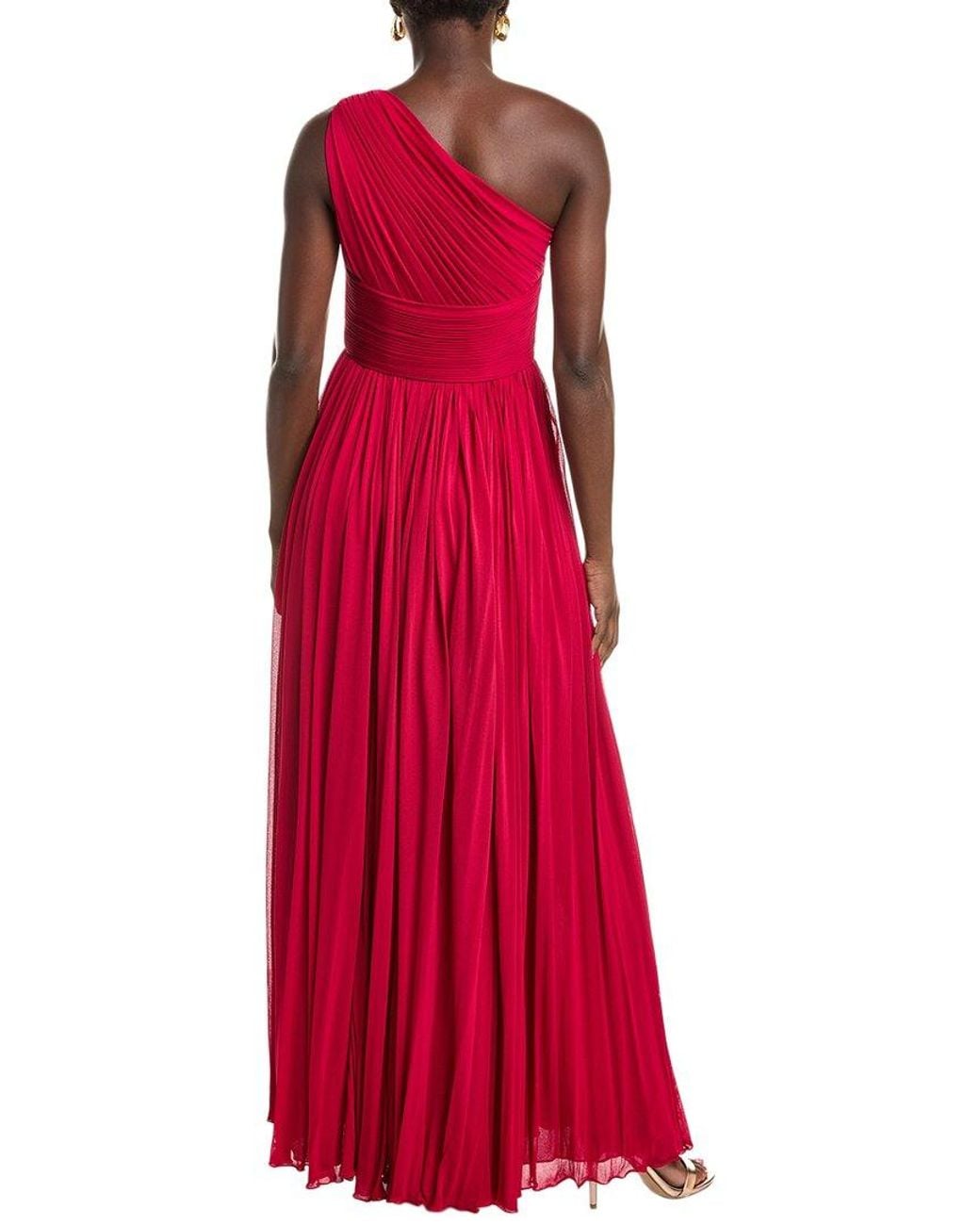 Michael Kors Red Ruched Chiffon Gown