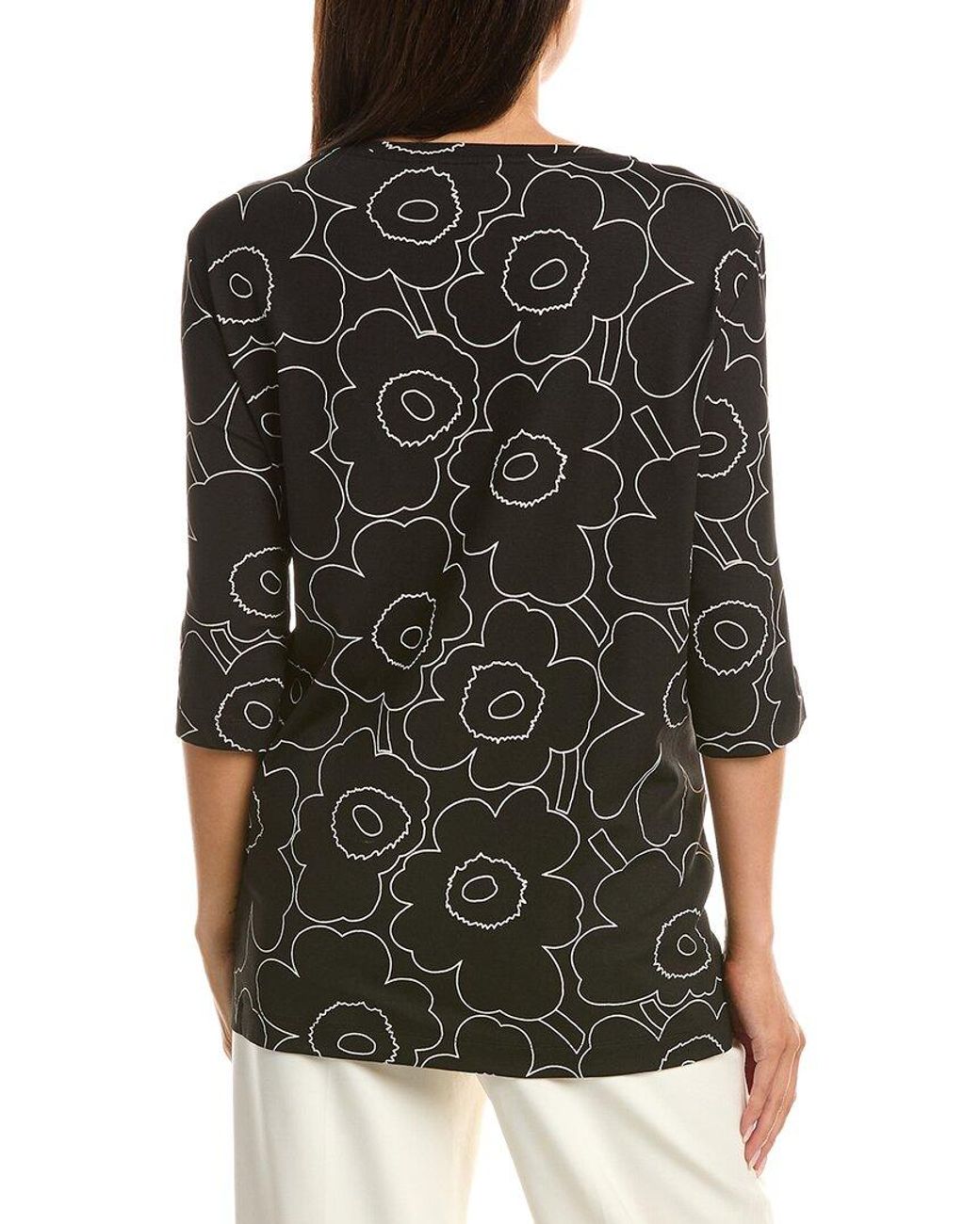 Marimekko Black Kollaasi Piirto Unikko Top