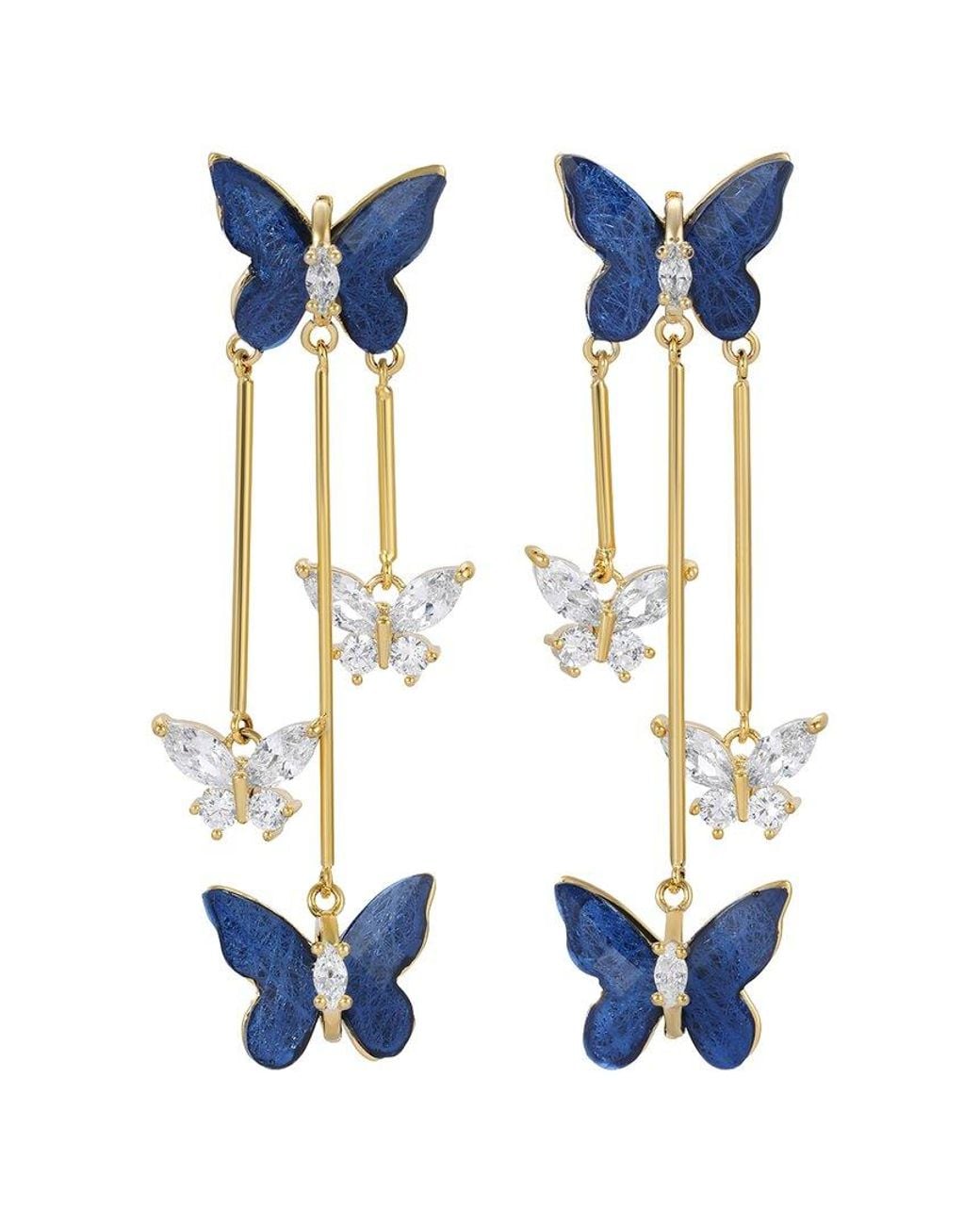 Eye Candy LA Blue Luisa Butterfly Dangle Cz Drop Earrings