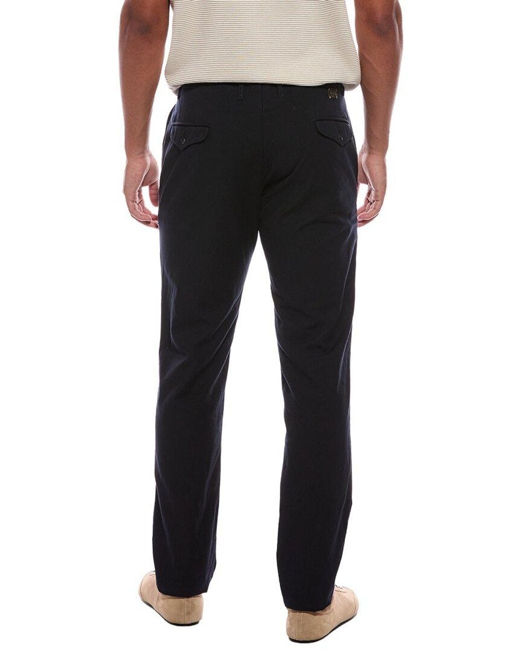 Slowear Black Wool-Blend Flat Front Regular Fit Pant for men