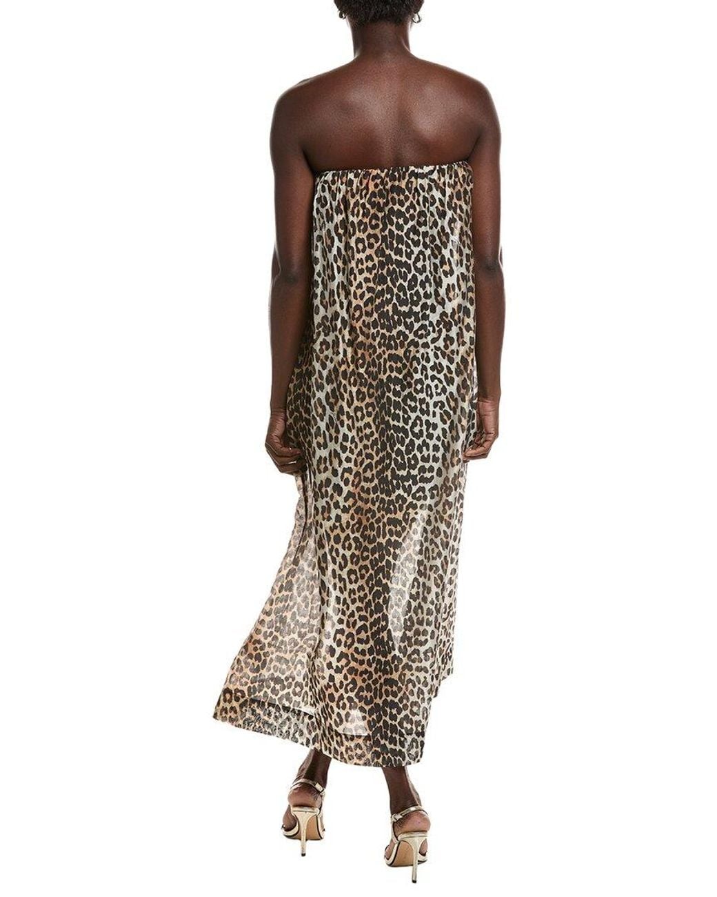 Ganni Brown Sheer Voile Maxi Strap Dress