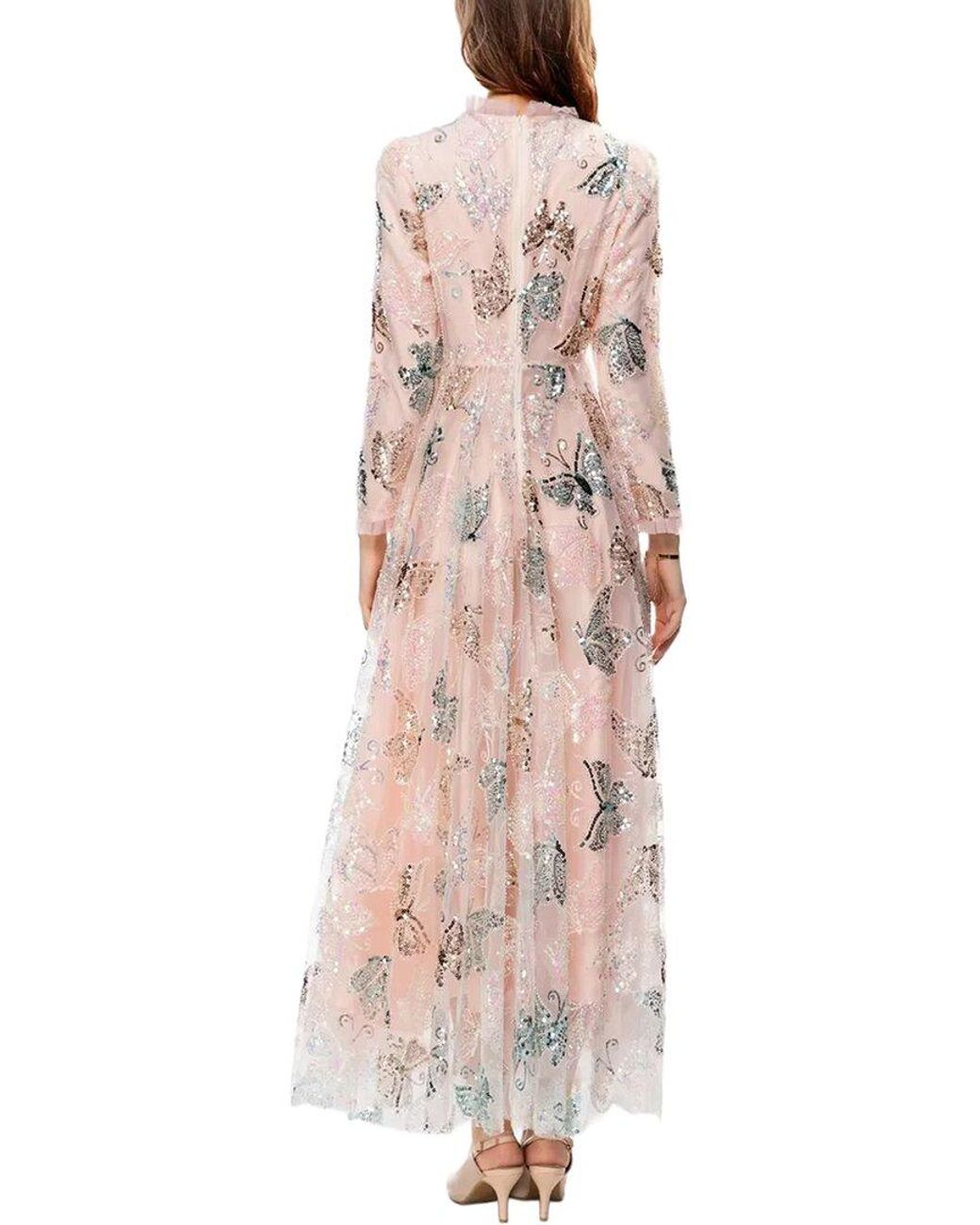 BURRYCO Pink Long Sleeve Printed Maxi Dress