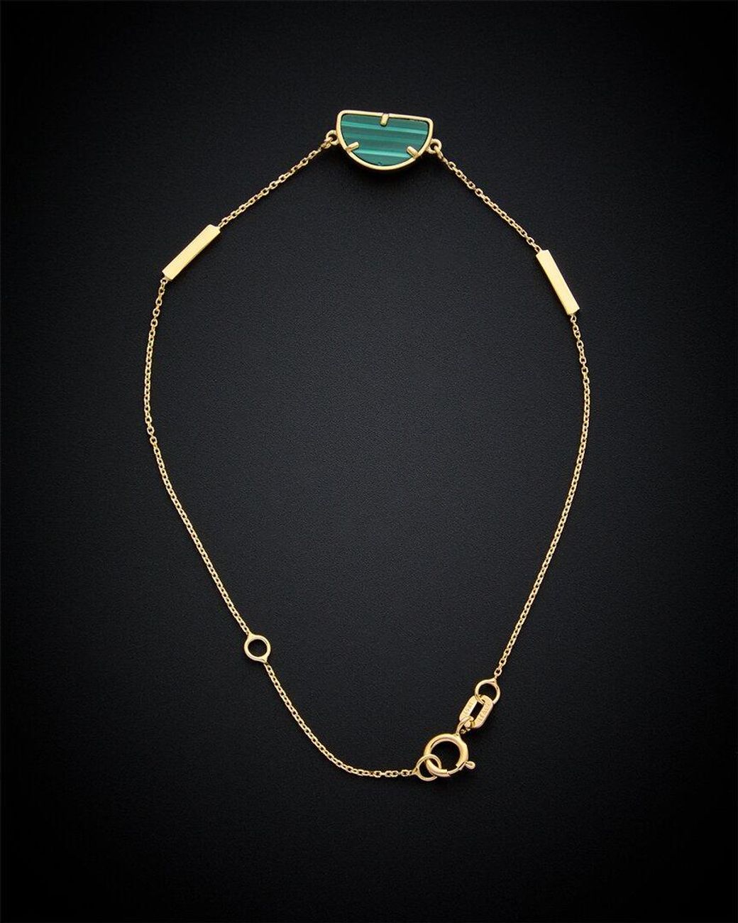 Italian Gold Black 14k Malachite Adjustable Bracelet