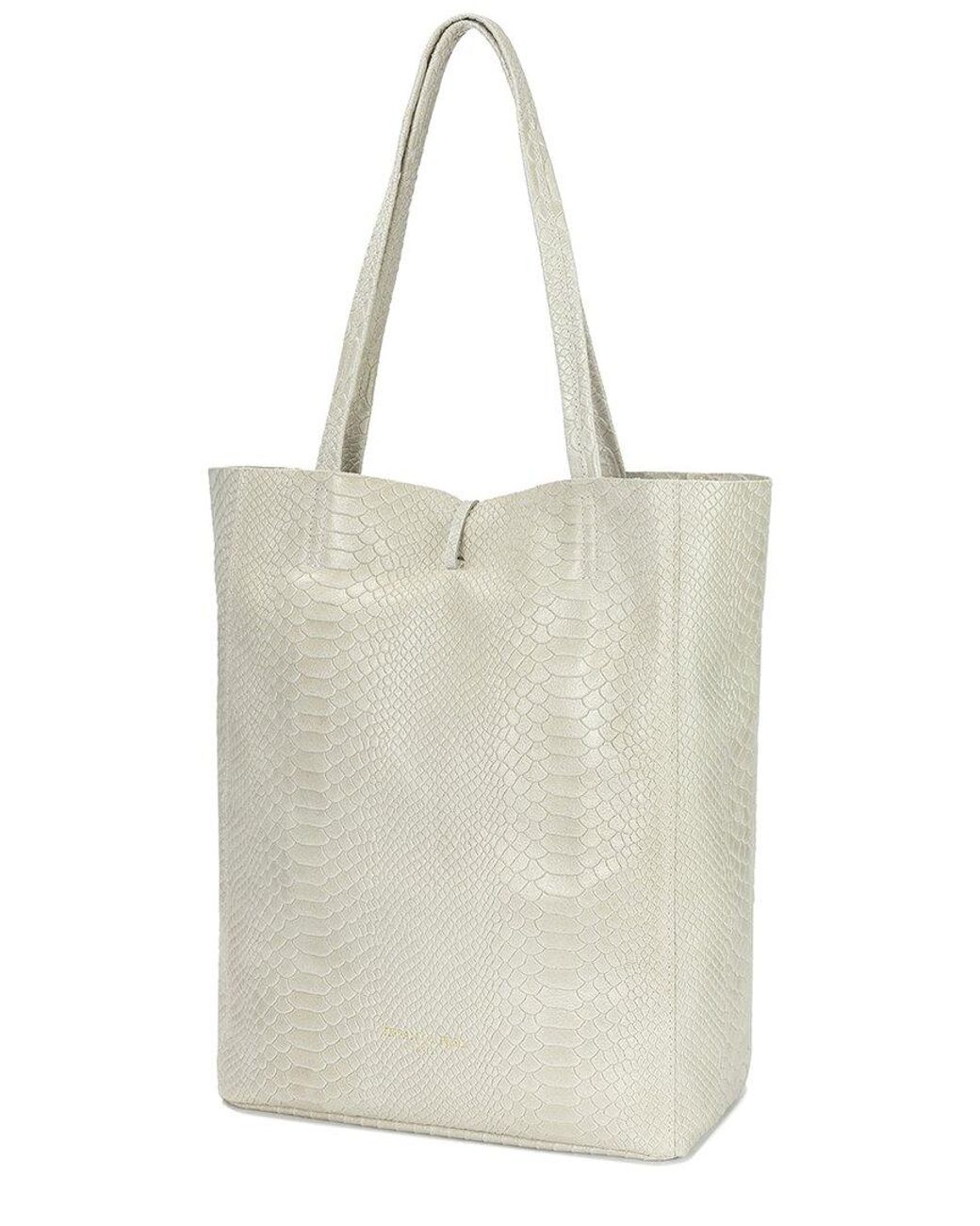 Tiffany & Fred Paris Natural Embossed Leather Tote