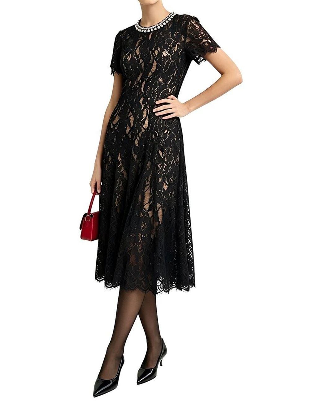 Linda Charm Black Midi Dress