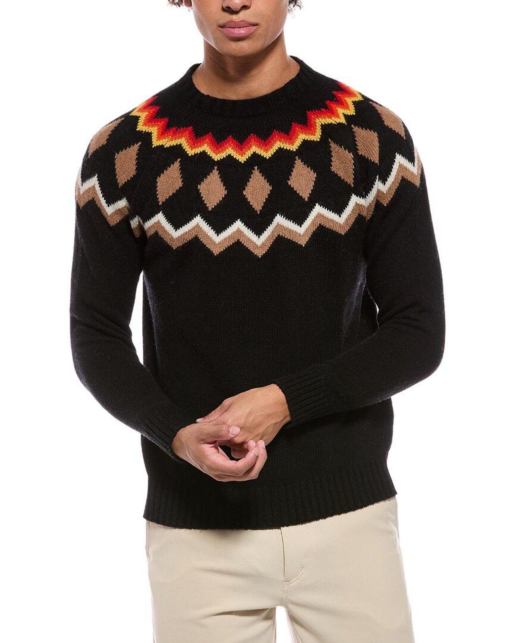 Sundek Black Norwegian Wool & Cashmere-Blend Crewneck Sweater for men