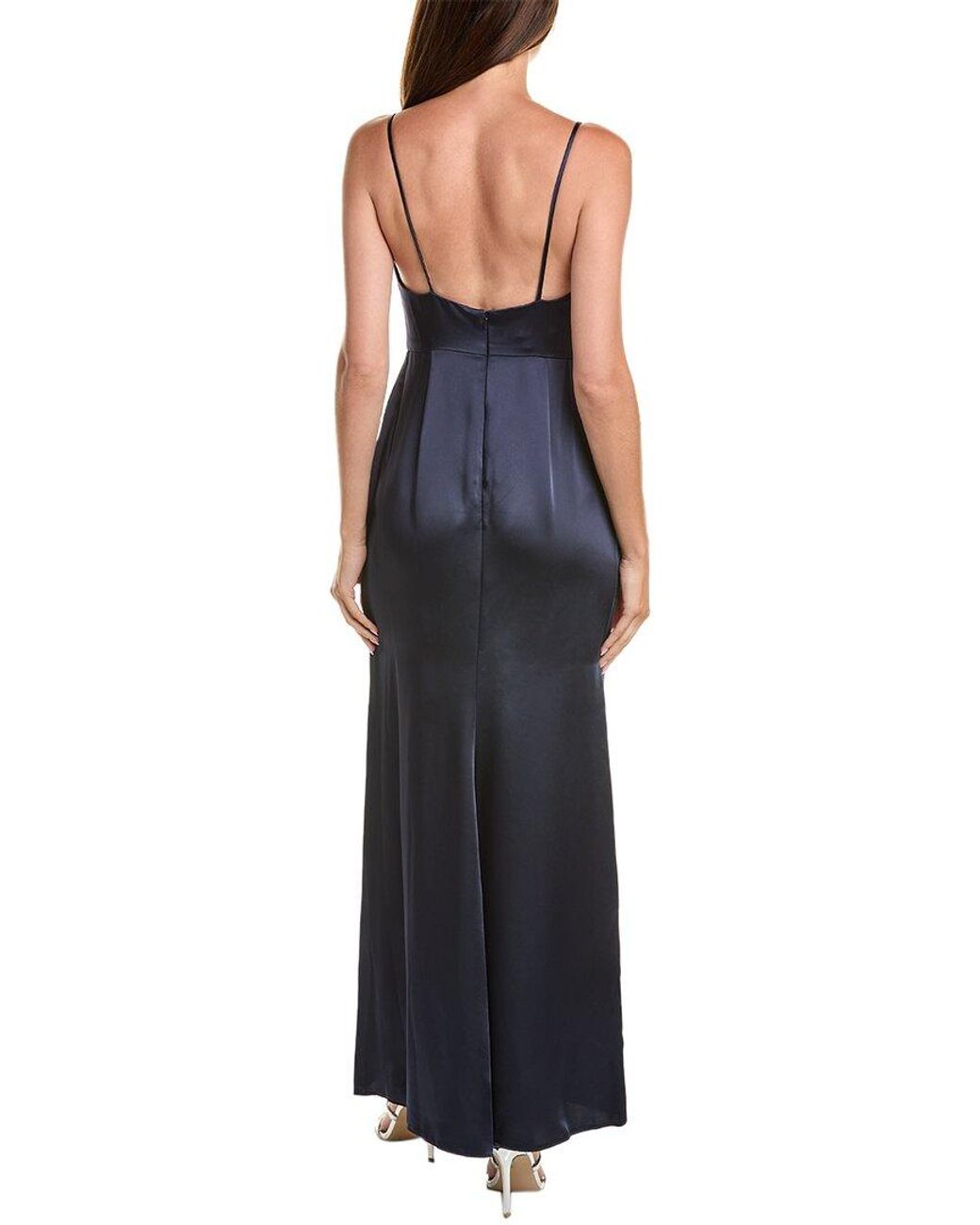 The Dessy Group Blue Dessy Collection Cowl Neck Maxi Dress