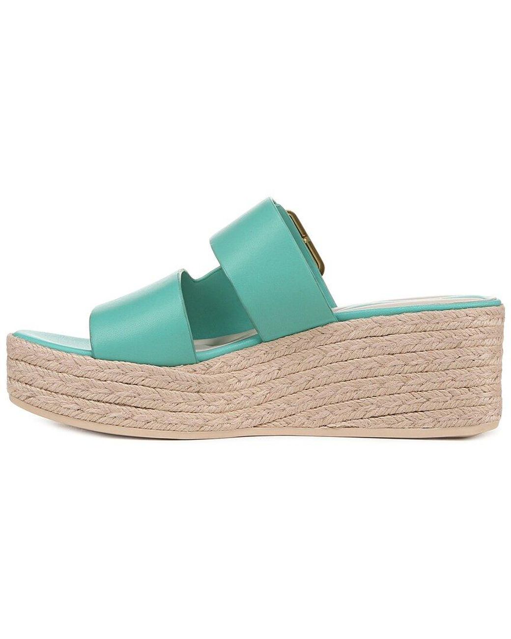 Franco Sarto Blue Taziana Open Square Toe Espadrille Slide Platform Sandals