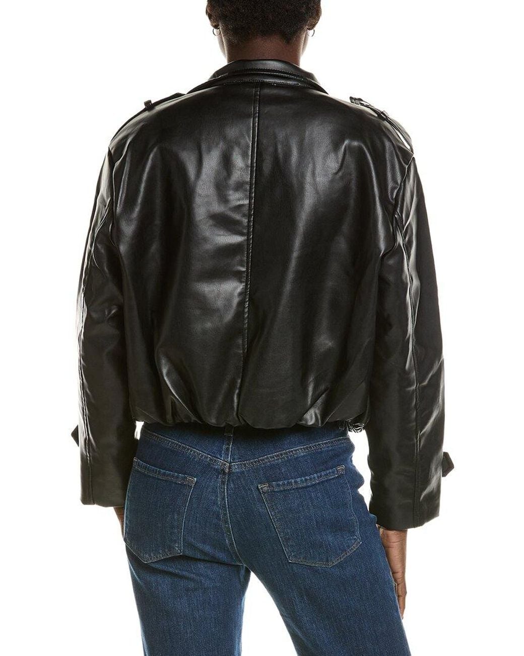 Marion Black Elasticized Hem Zippered Bomber Jacket