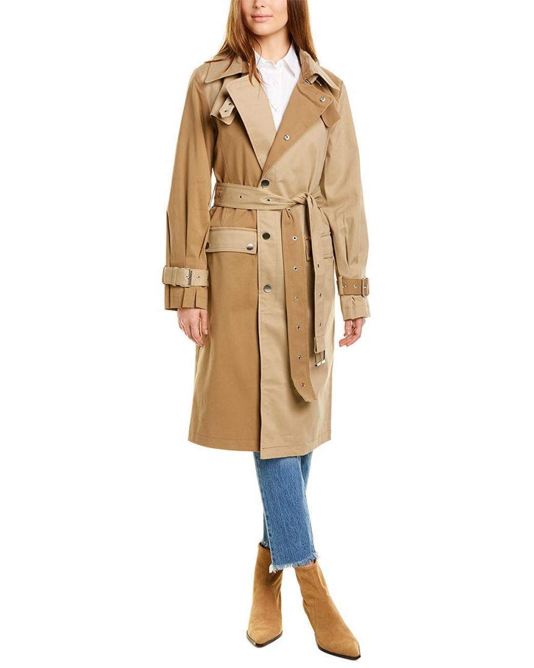 Avec Les Filles Two-tone Trench Coat in Brown | Lyst