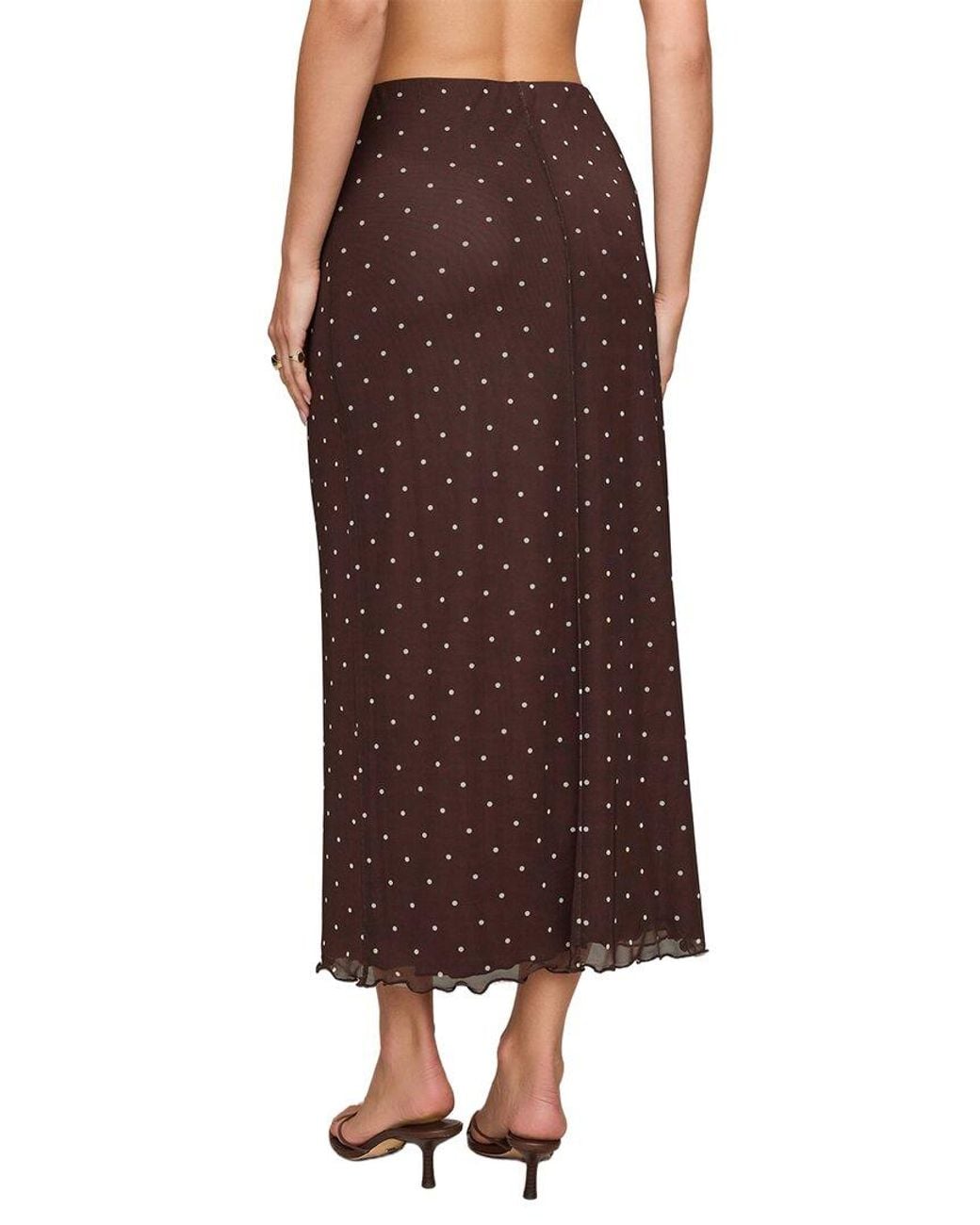 Z Supply Brown Eda Polka Dot Mesh Midi Skirt