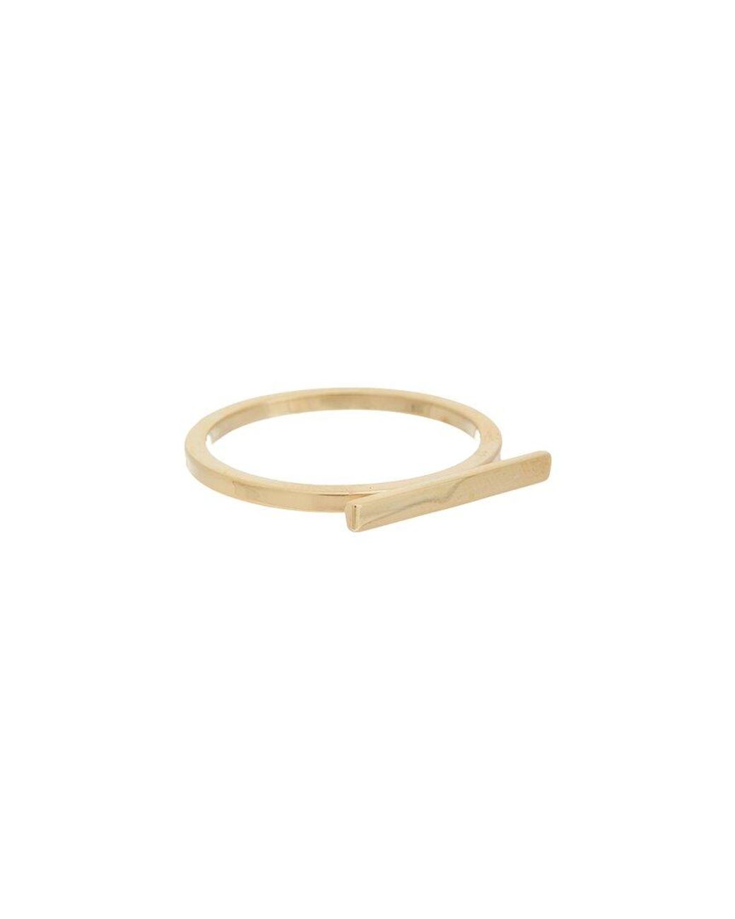 Italian Gold White 10K 2Mm Horizontal Bar Ring