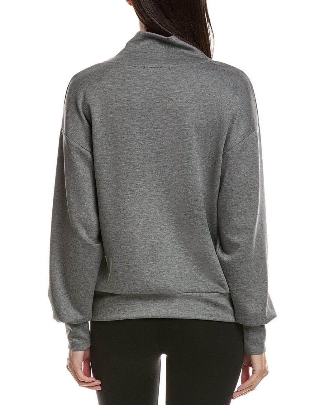 Ariella Gray Scuba 1/2-Zip Funnel Pullover