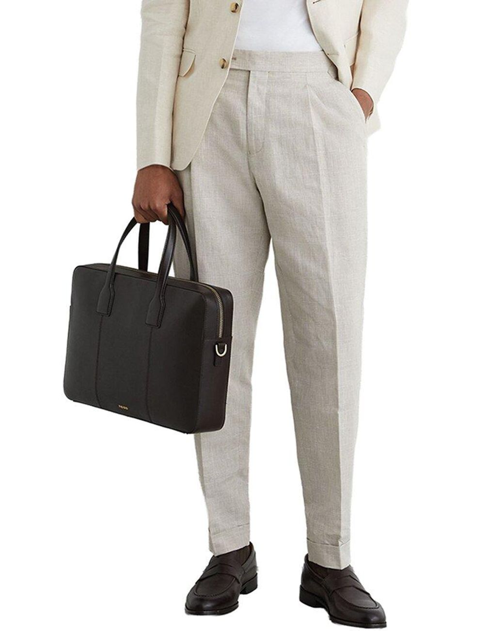 Reiss Multicolor Finch Side Adjuster Prince Linen-Blend Trouser for men