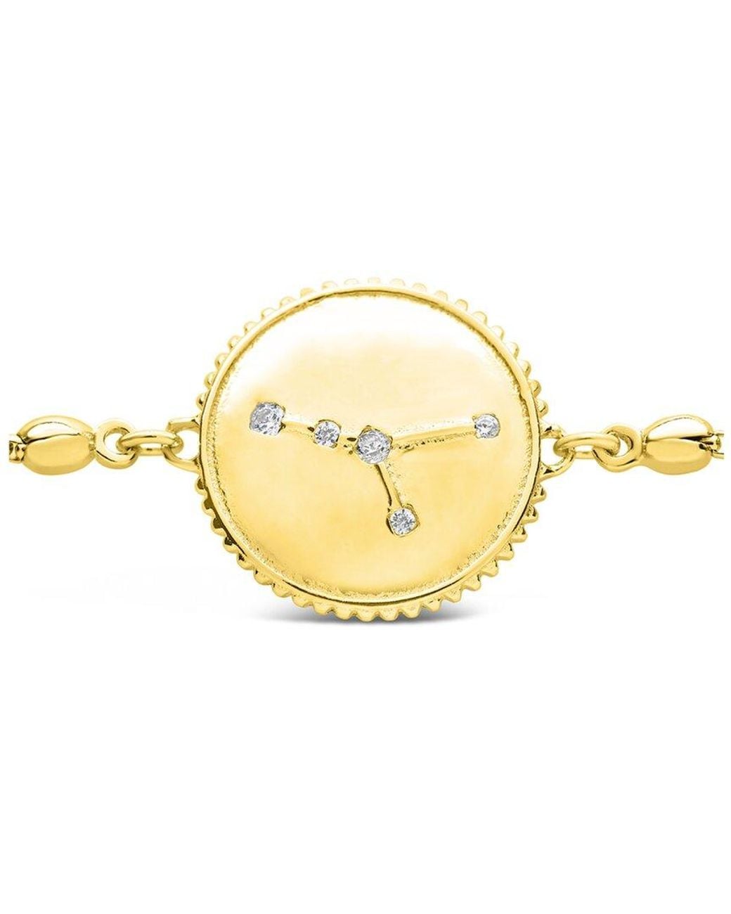 Sterling Forever Metallic 14k Over Silver Cz Cancer Disc Bolo Bracelet