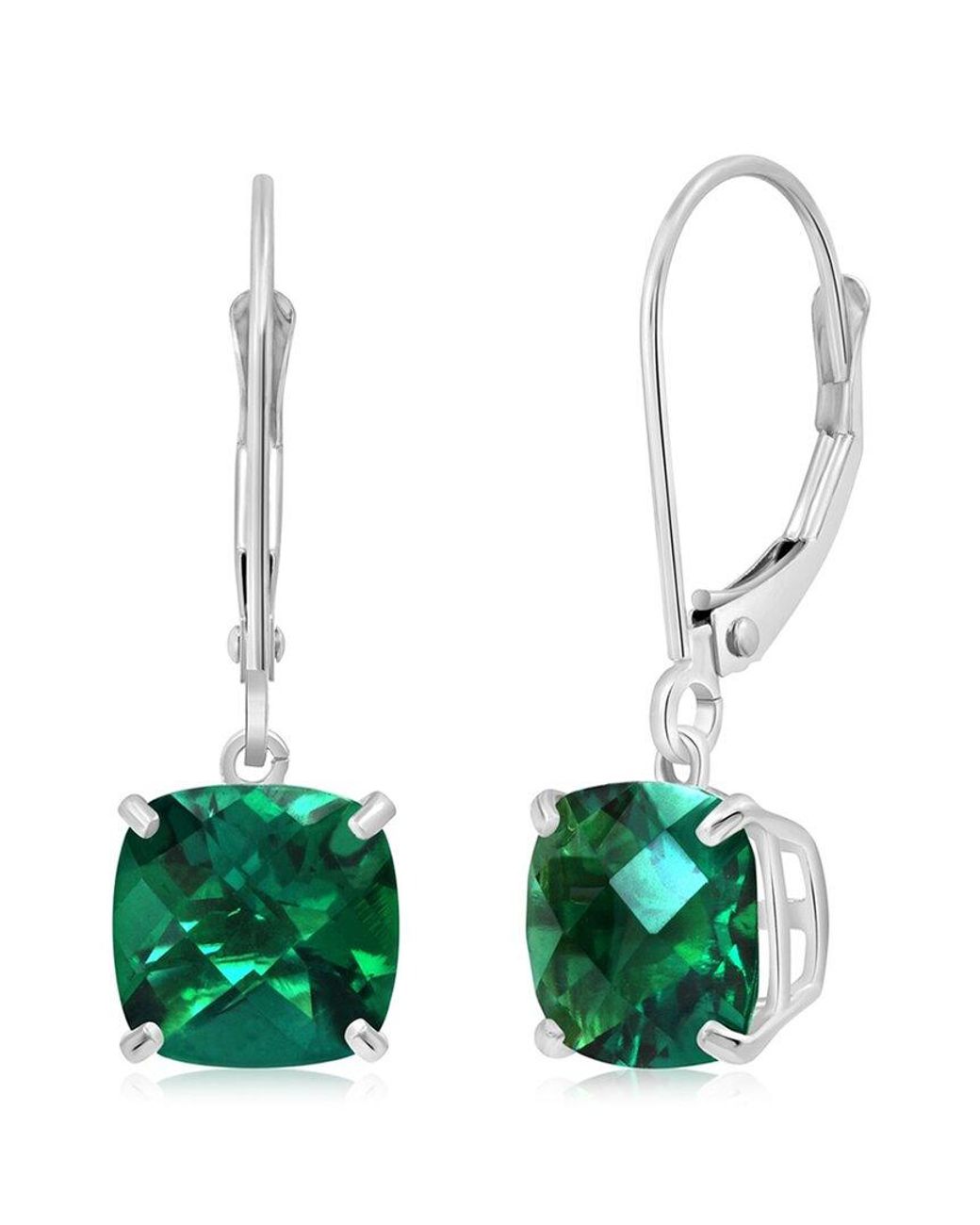 MaxColor Green 10k 3.20 Ct. Tw. Lab-grown Emerald Earrings