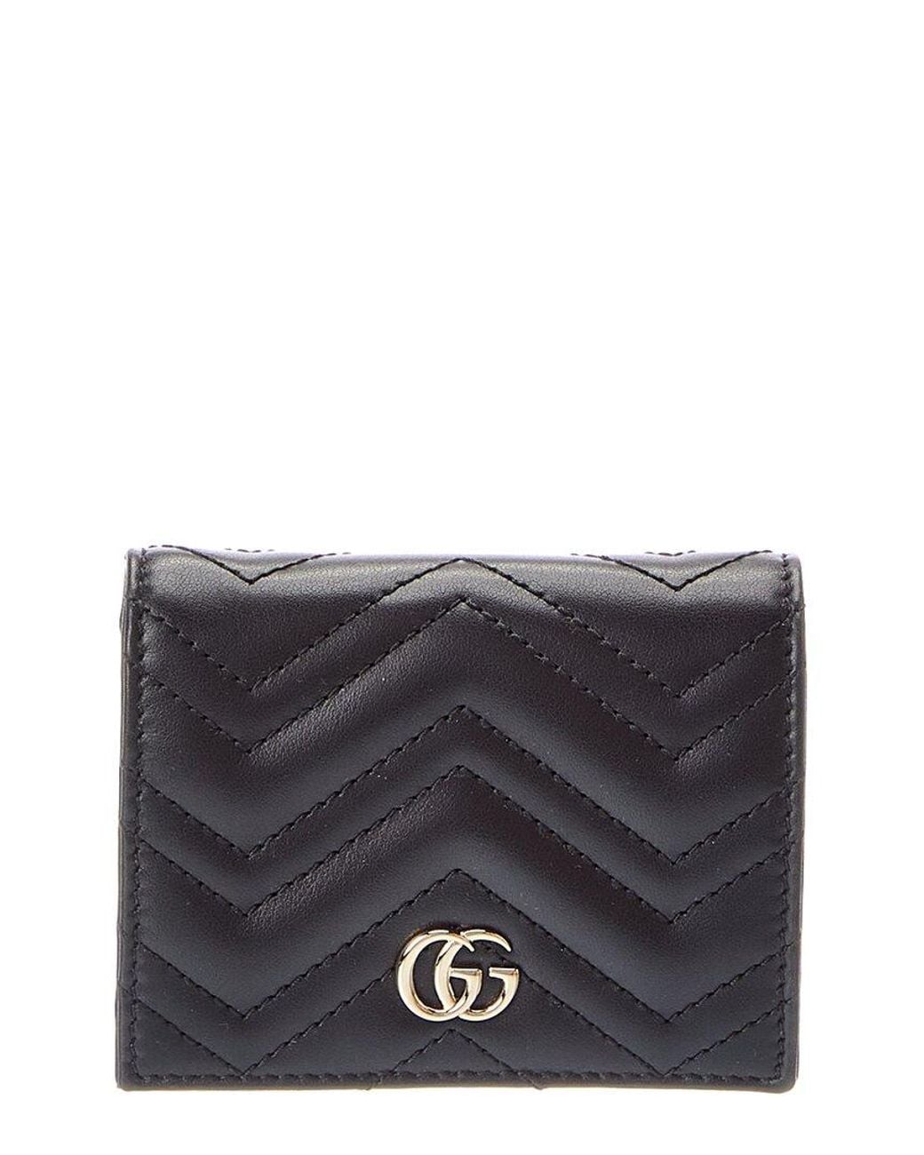 Gucci Gray Gg Marmont Leather Card Case