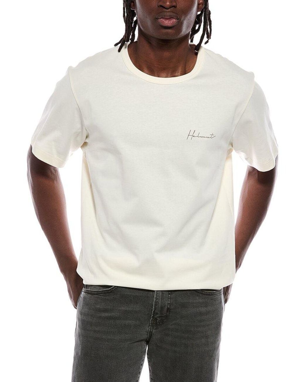 Helmut Lang White Handwritten T-Shirt for men