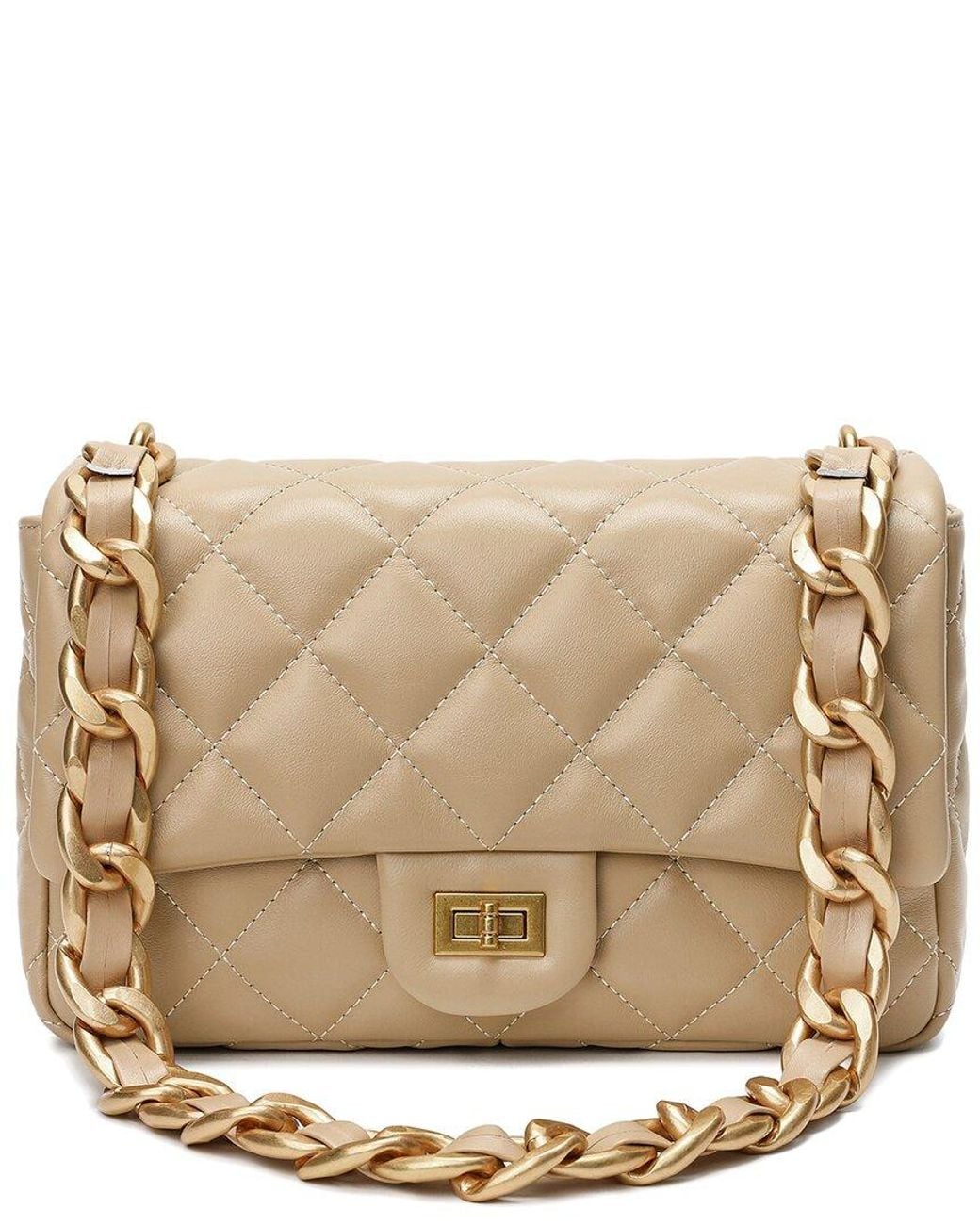 Tiffany & Fred Paris Natural Top-Grain Leather Foldover Shoulder Bag