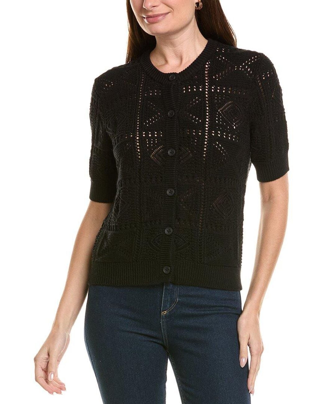 Autumn Cashmere Black Cotton By Tile Stitch Cardigan