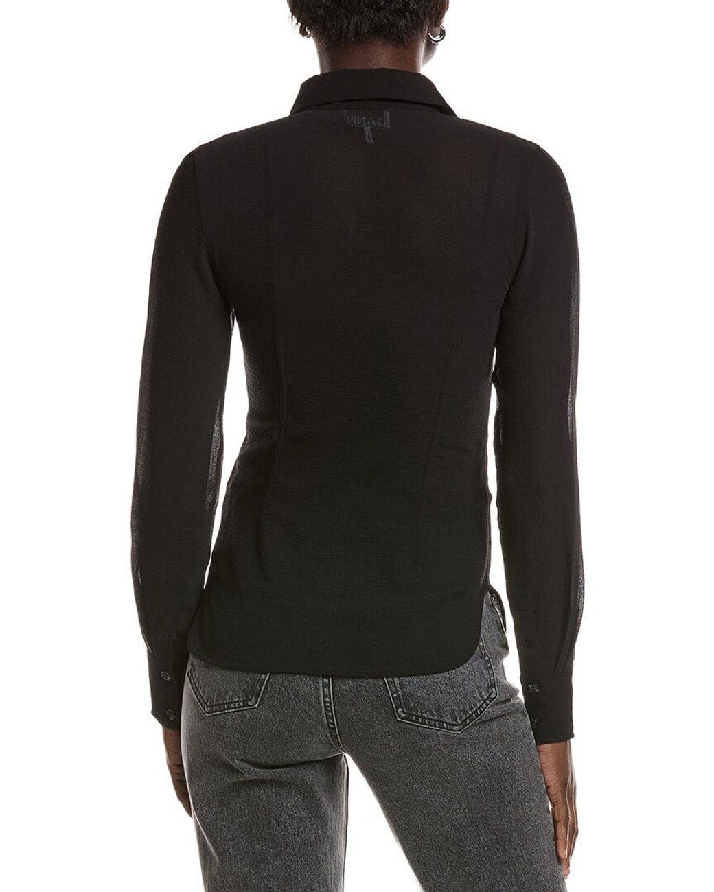 Ganni Black Chiffon Ruffle Shirt