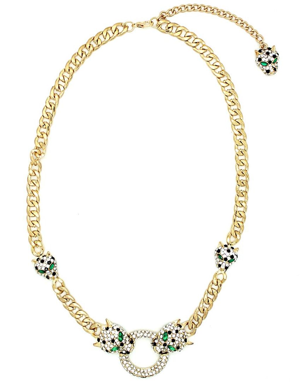 Eye Candy LA Metallic Double Leopard Necklace