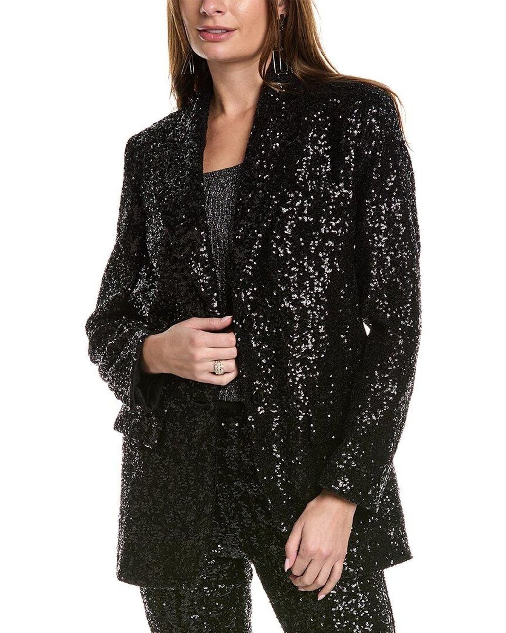 Michael Kors Black Sequin Boyfriend Blazer