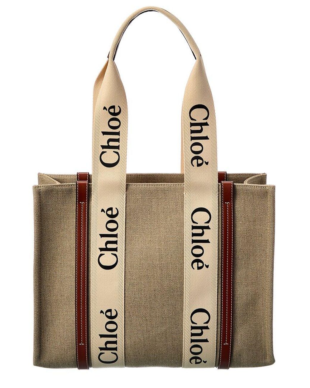 Chloé Woody Medium Canvas & Leather Tote in Natural | Lyst