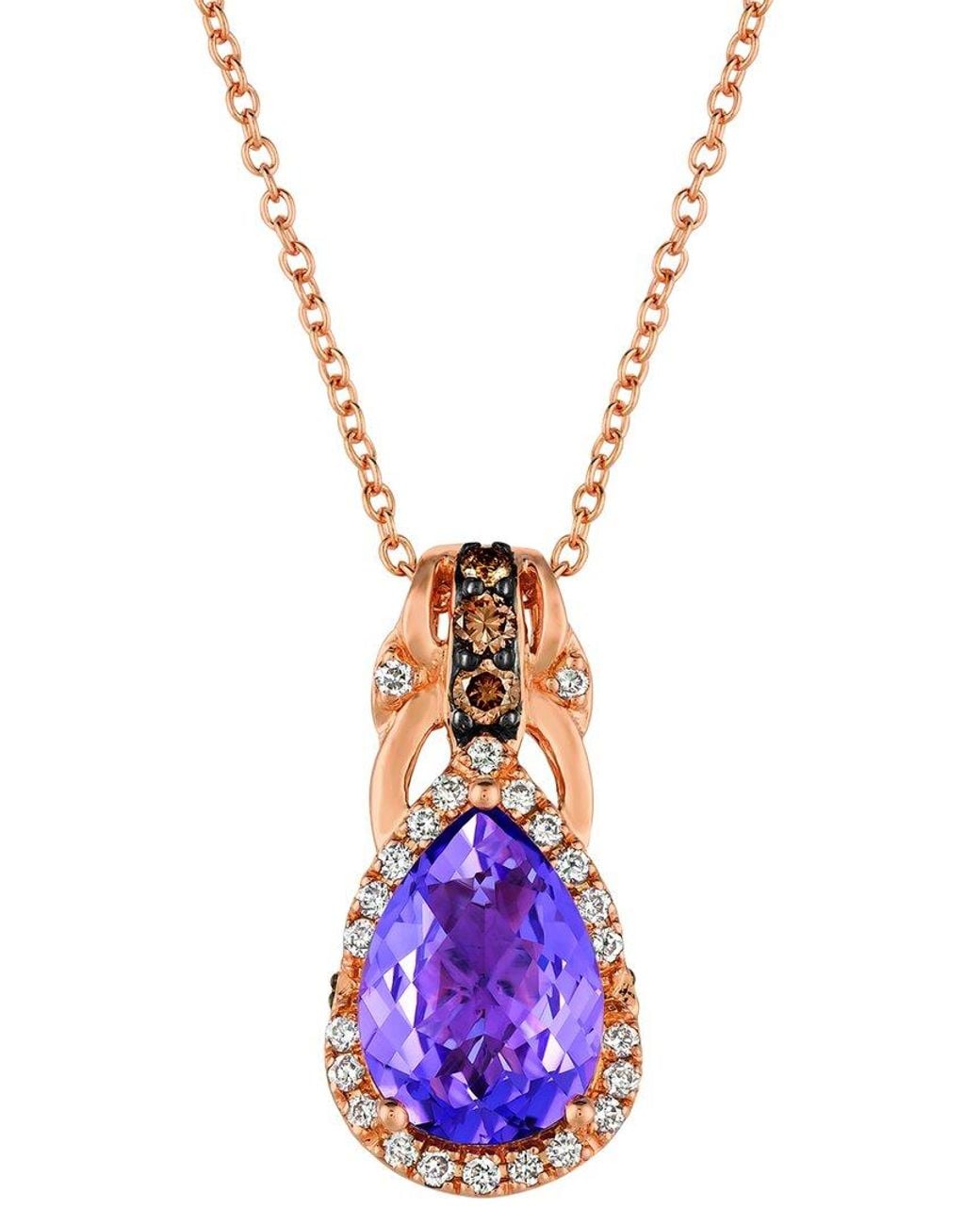 Le Vian Purple Le Vian 14K Rose 1.70 Ct. Tw. Diamond & Amethyst Royal Blues Pendant Necklace