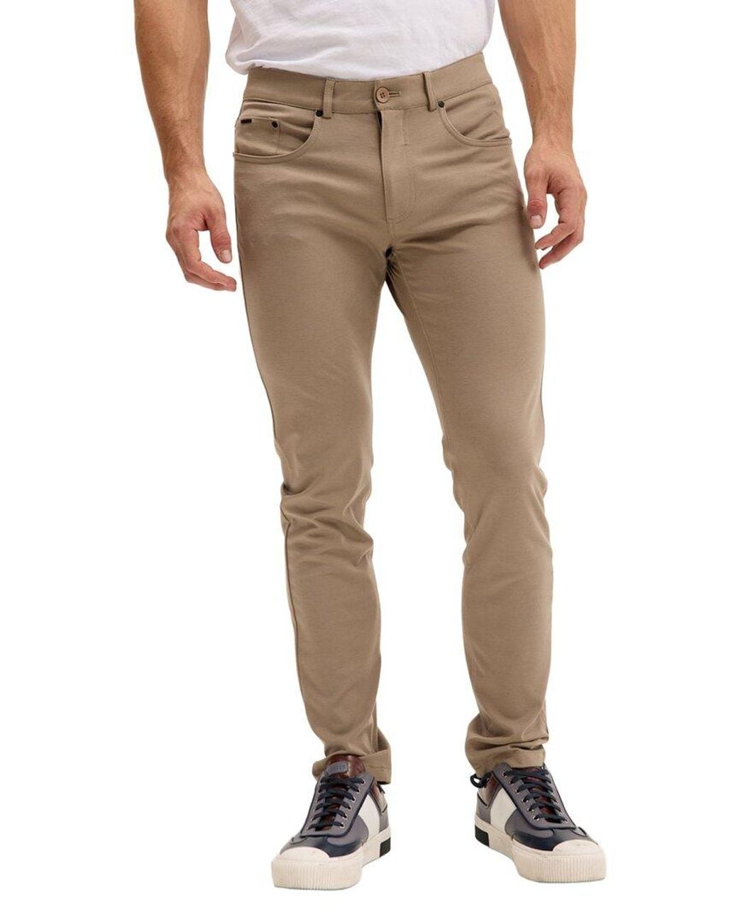 Ron Tomson Natural Lightweight Fitted Casual Pant for men