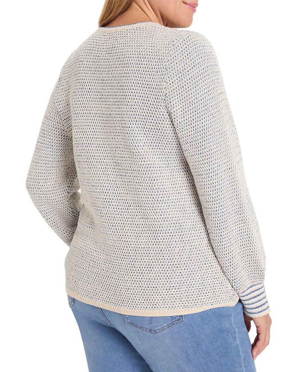 NIC+ZOE Gray Plus Tuck Texture Split Neck Sweater