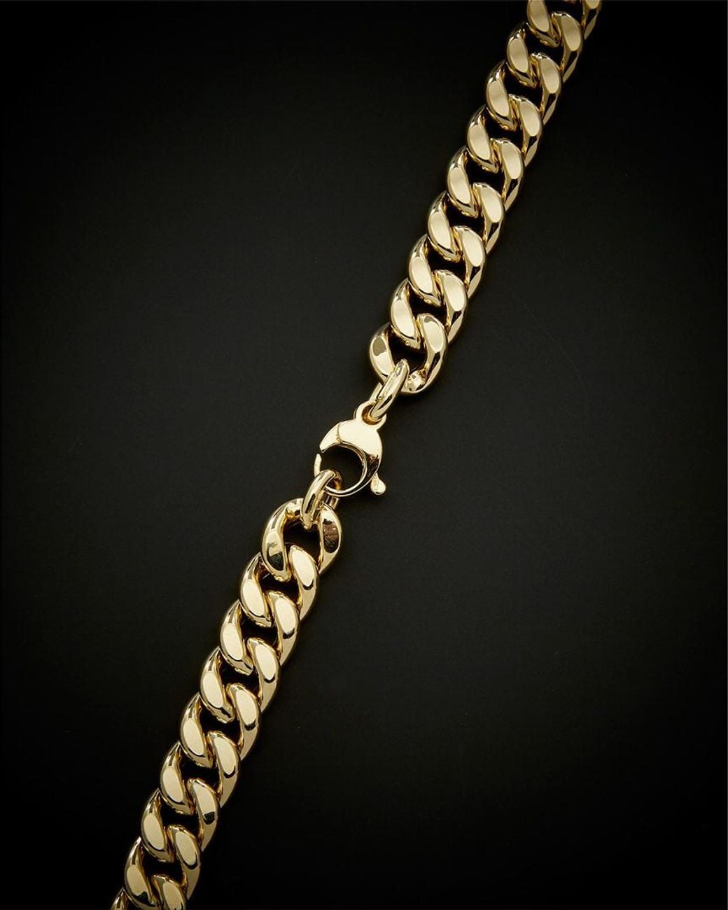 Italian Gold Black 14k Semi Solid Curb Link Necklace for men