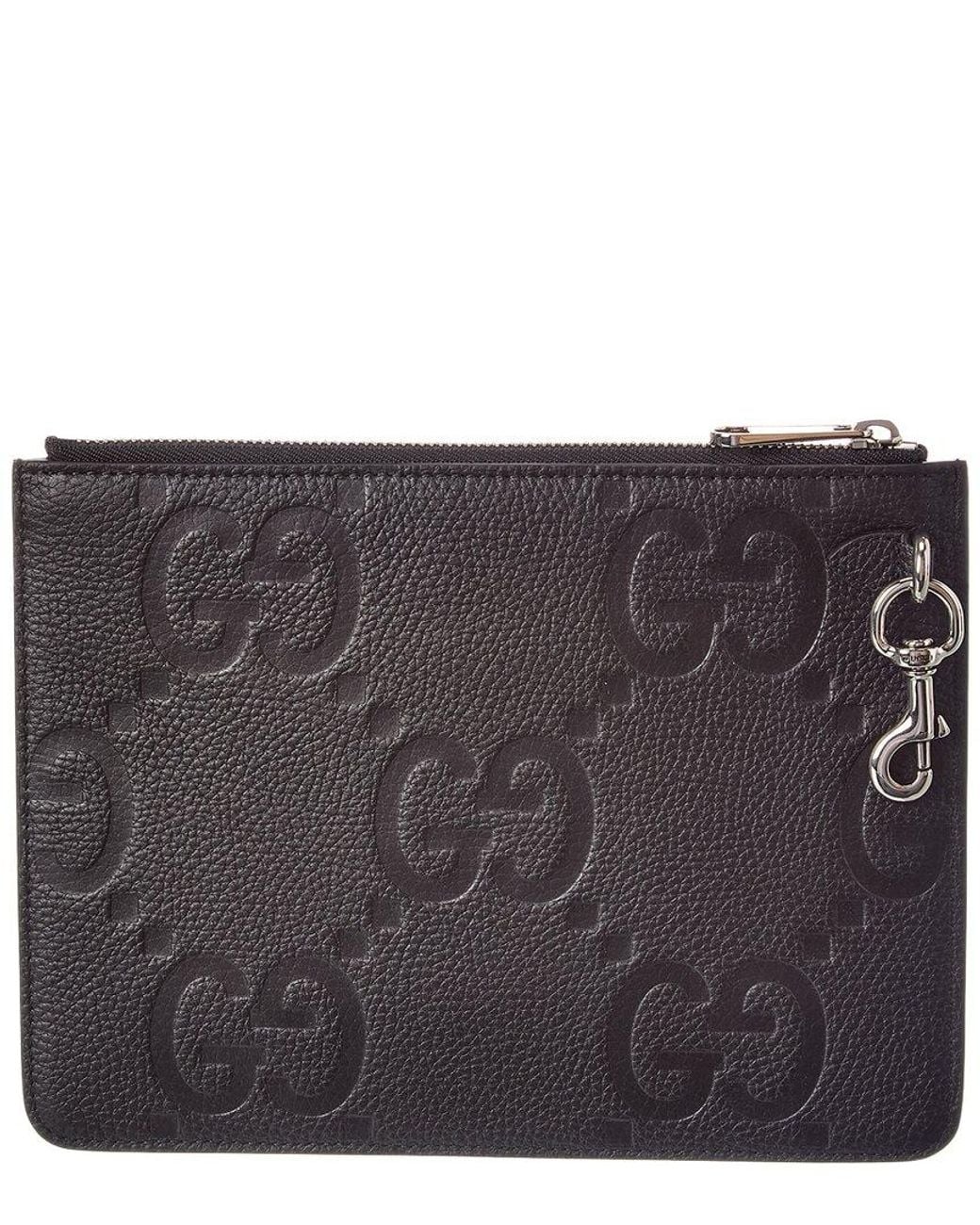 Gucci Black Medium Jumbo Gg Leather Pouch for men