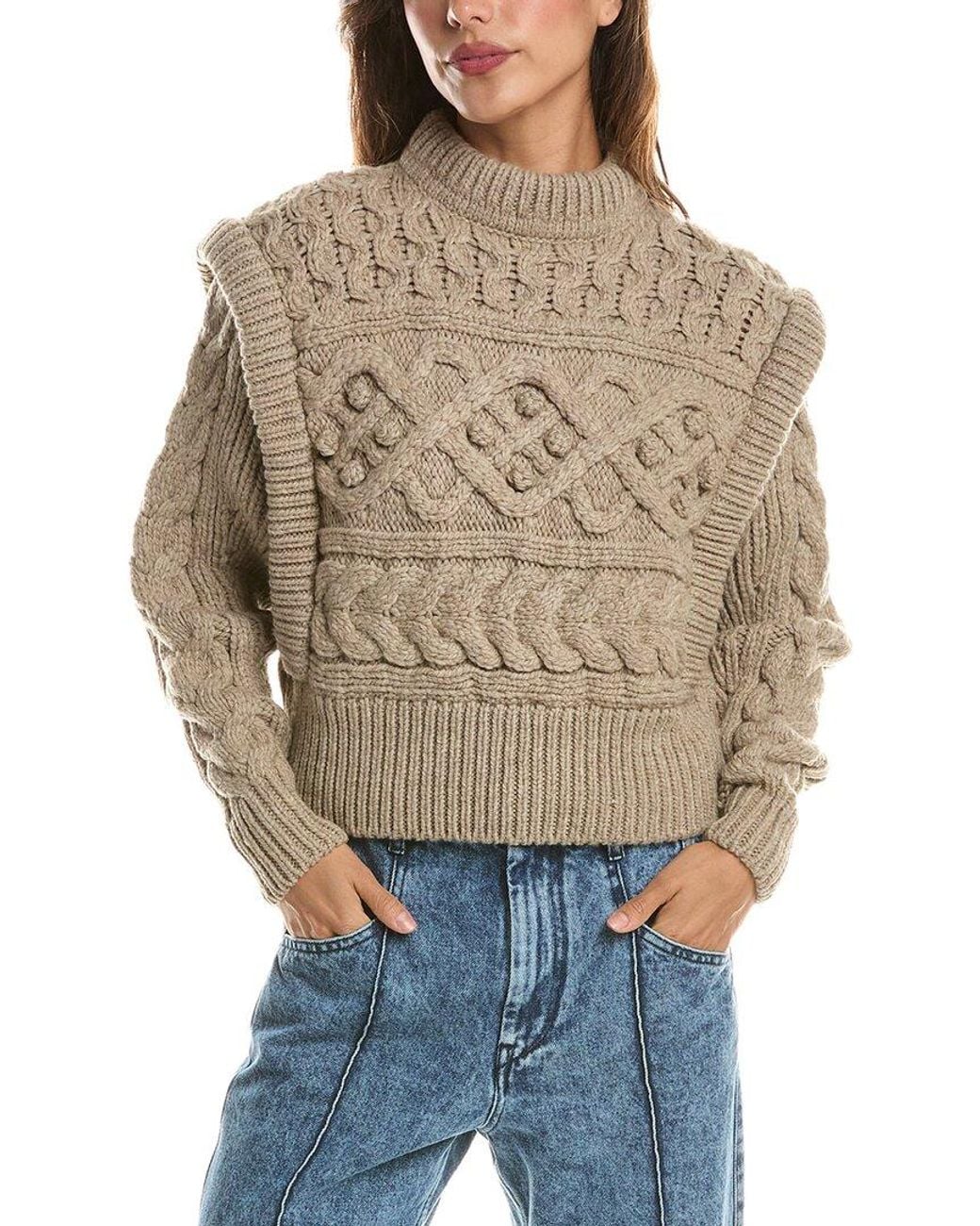 Isabel Marant Natural Round Neck Wool Sweater