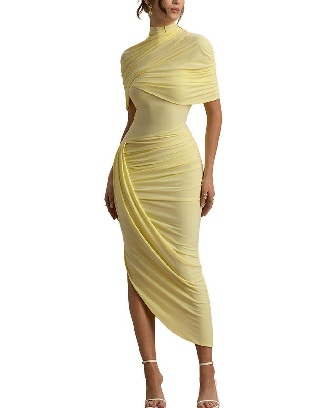 LEON GORI Metallic Midi Dress