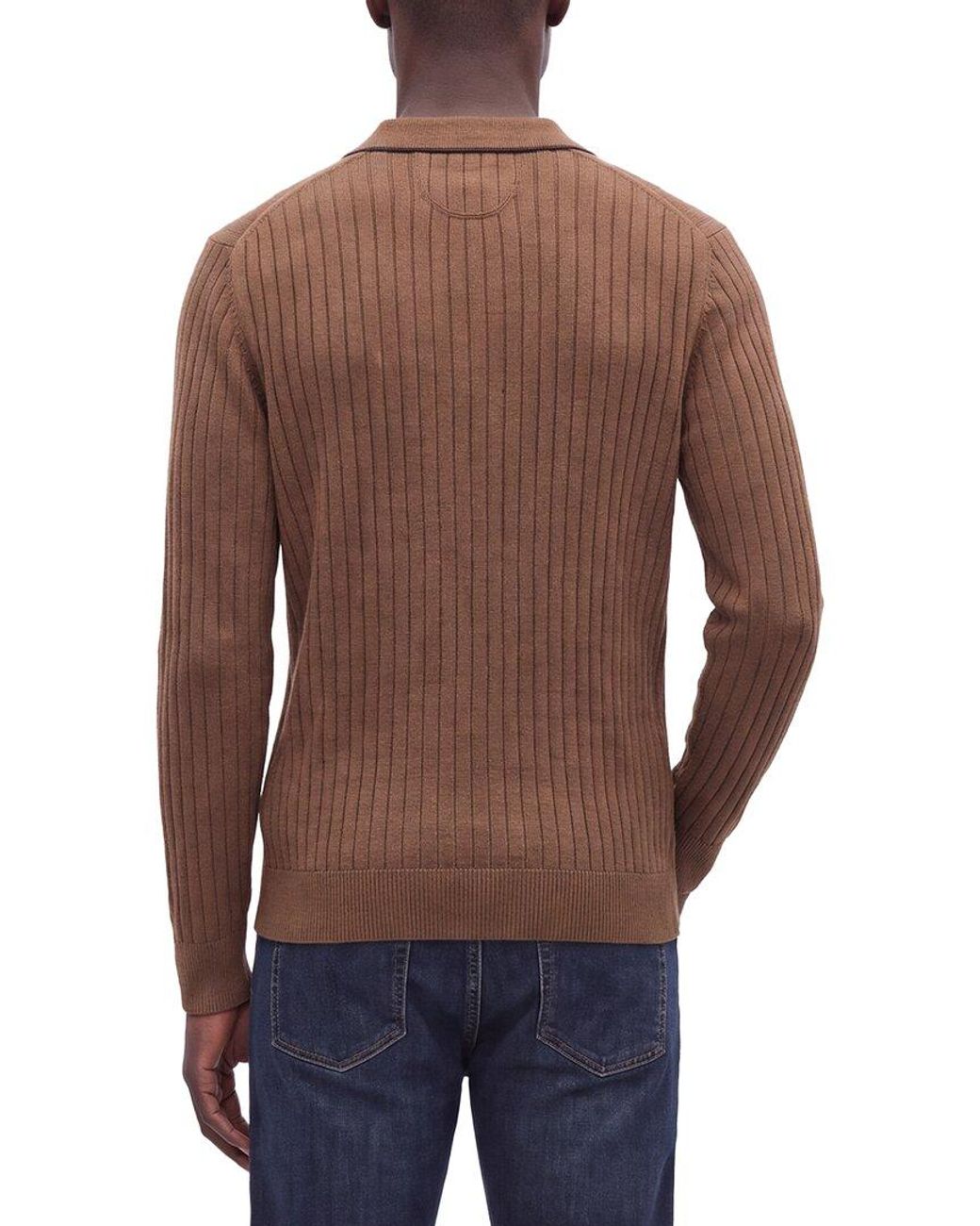 Raffi Brown Wool-Blend Drop Needle Shirt for men