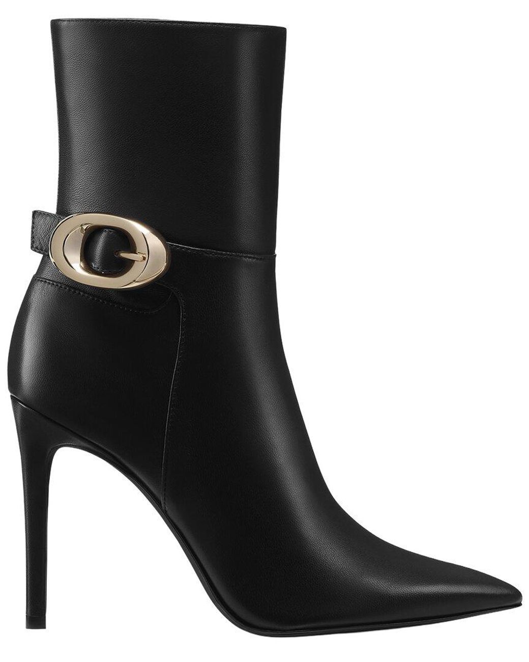 Stuart Weitzman Black Stuart Power Buckle Leather Bootie