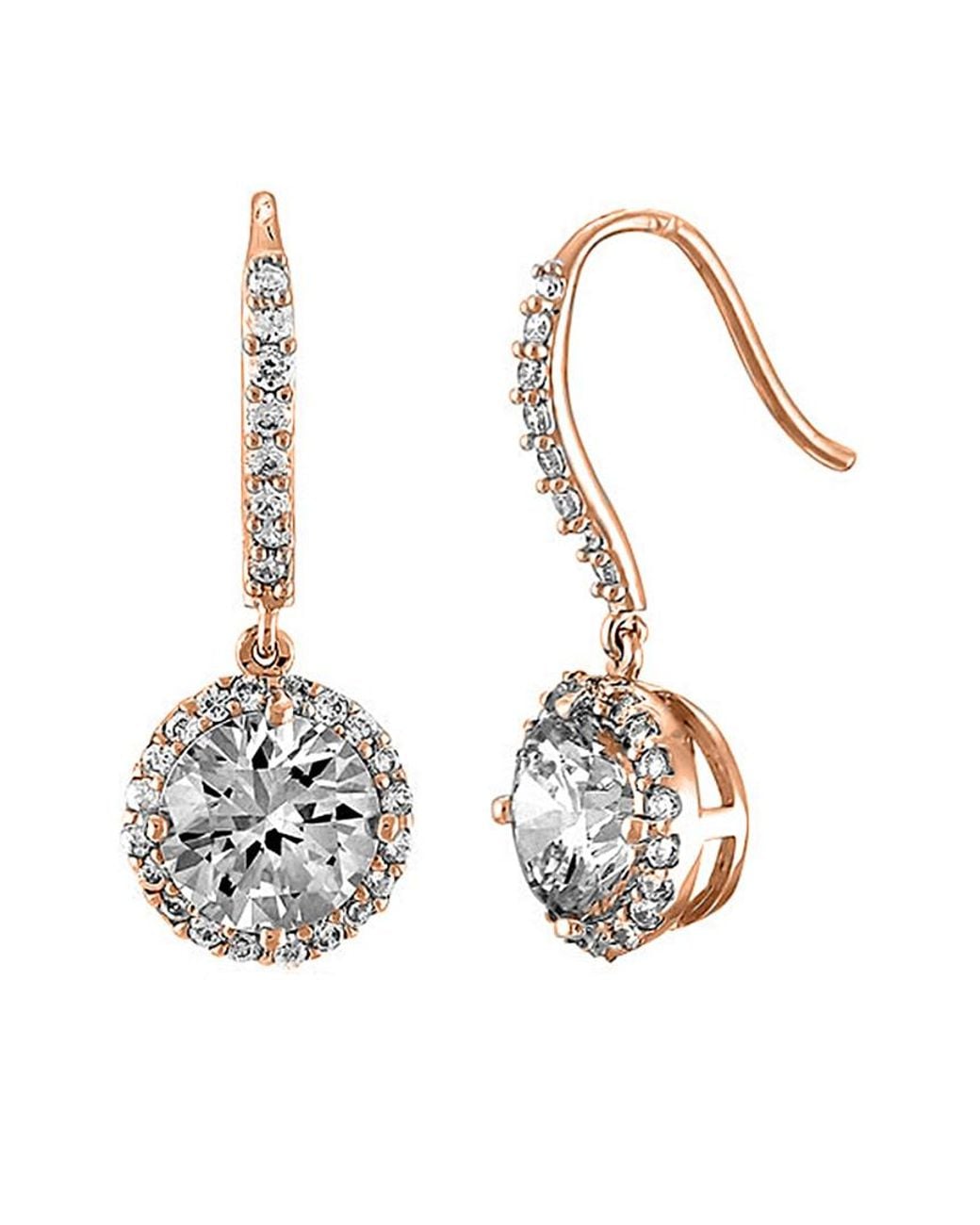 Rachel Glauber Metallic 14k Rose Gold Vermeil Cz Earrings