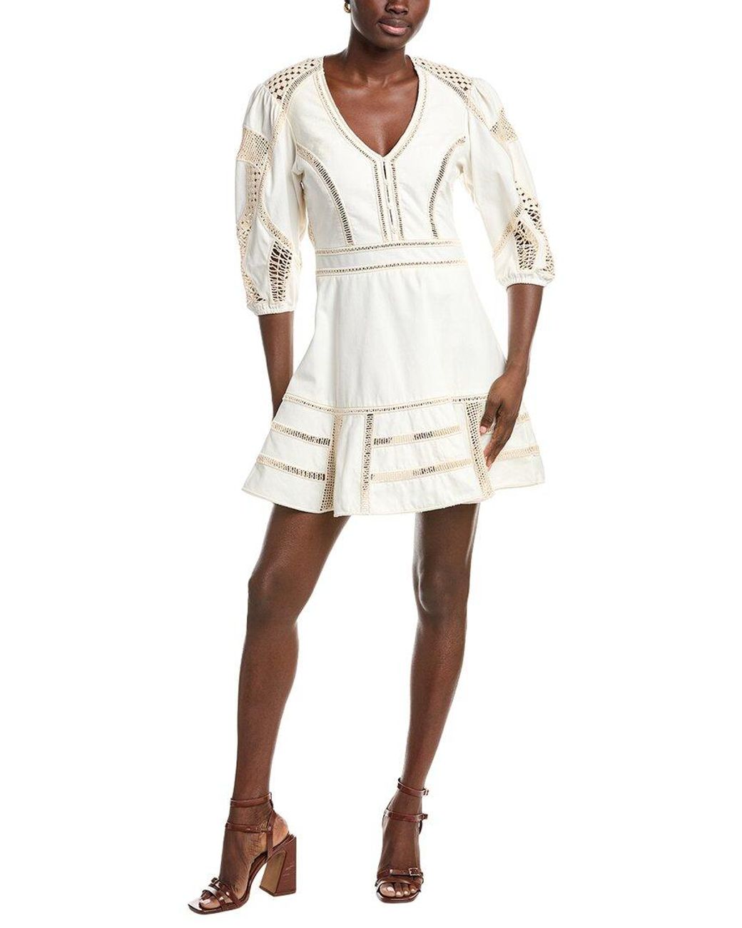 Maje White Crochet Insert Mini Dress