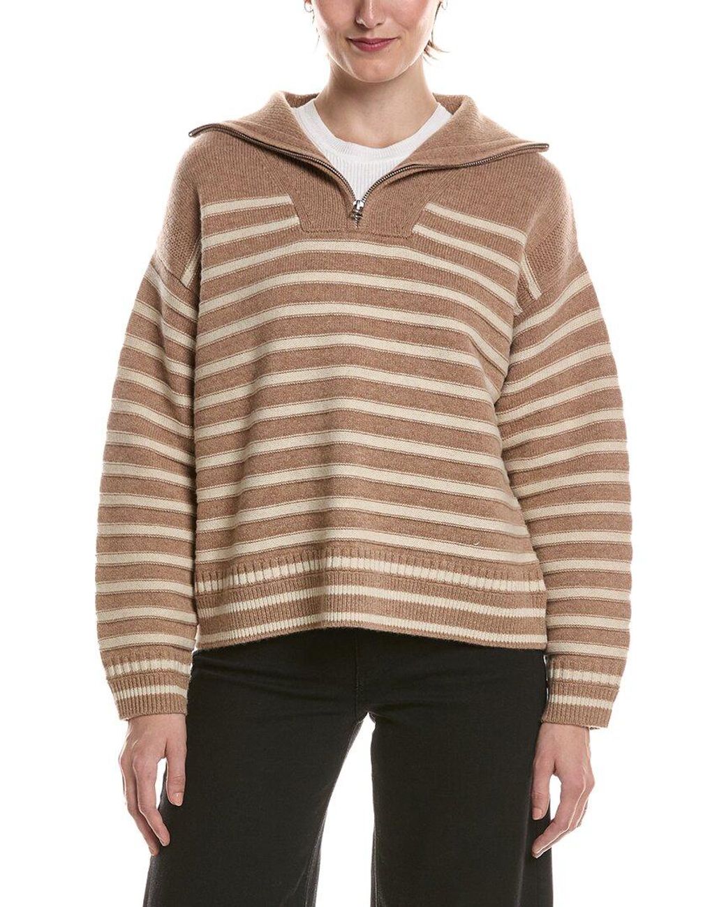 Rag & Bone Brown Raven Wool & Cashmere-Blend 1/2-Zip Pullover