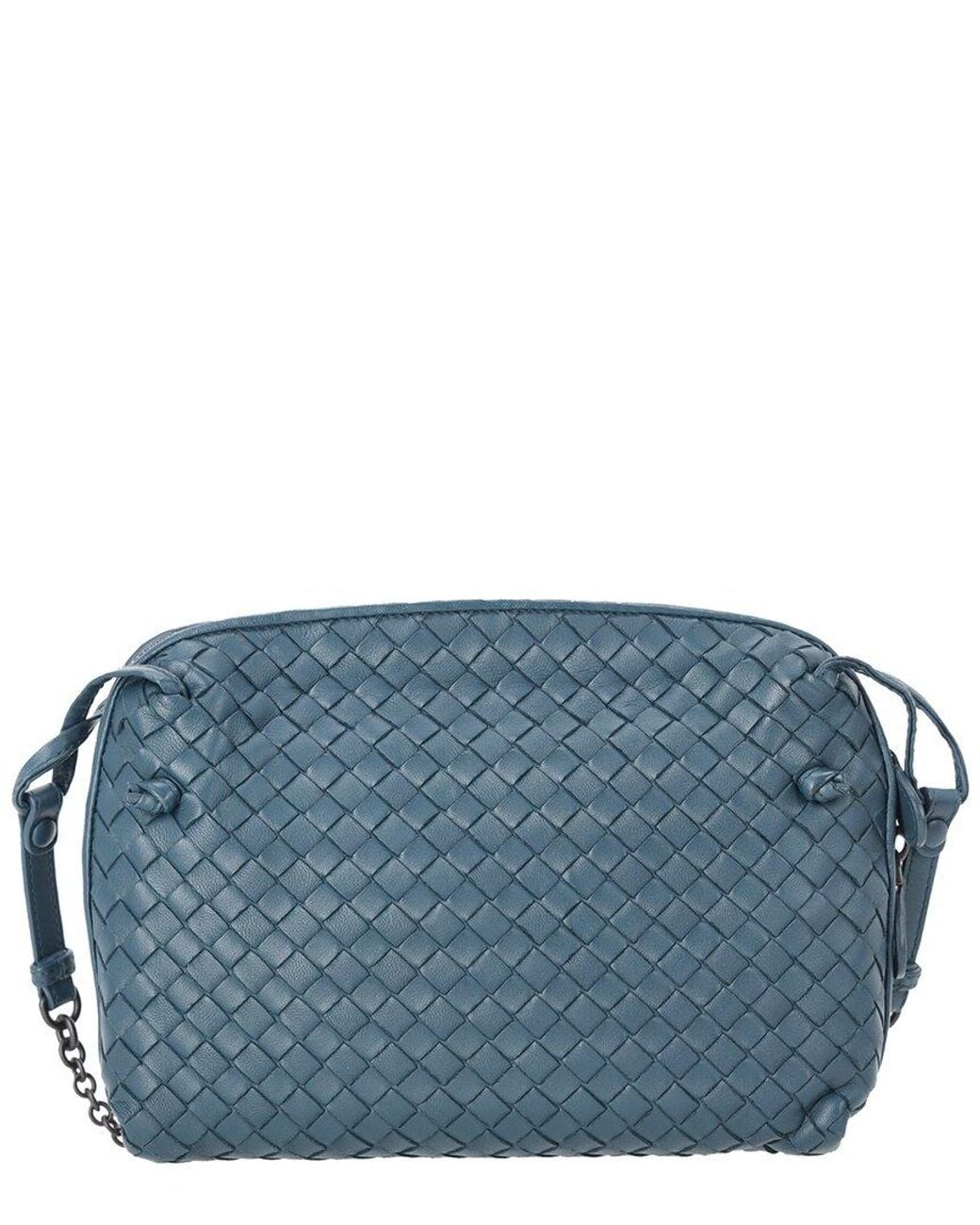 Bottega Veneta Blue Intrecciato Nodini Crossbody Bag (Authentic Pre-Loved)