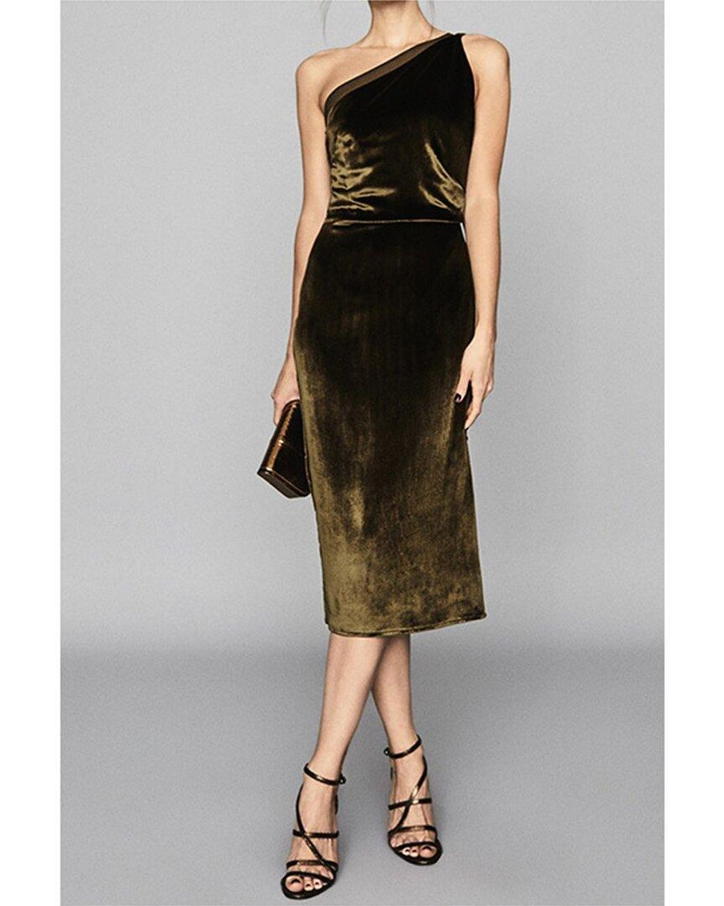 Reiss Eden Velvet Dress in Black | Lyst