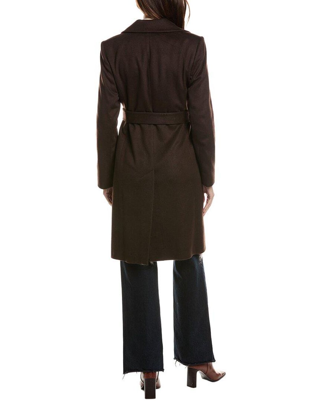 Fleurette Black Notch Collar Wool Wrap Coat