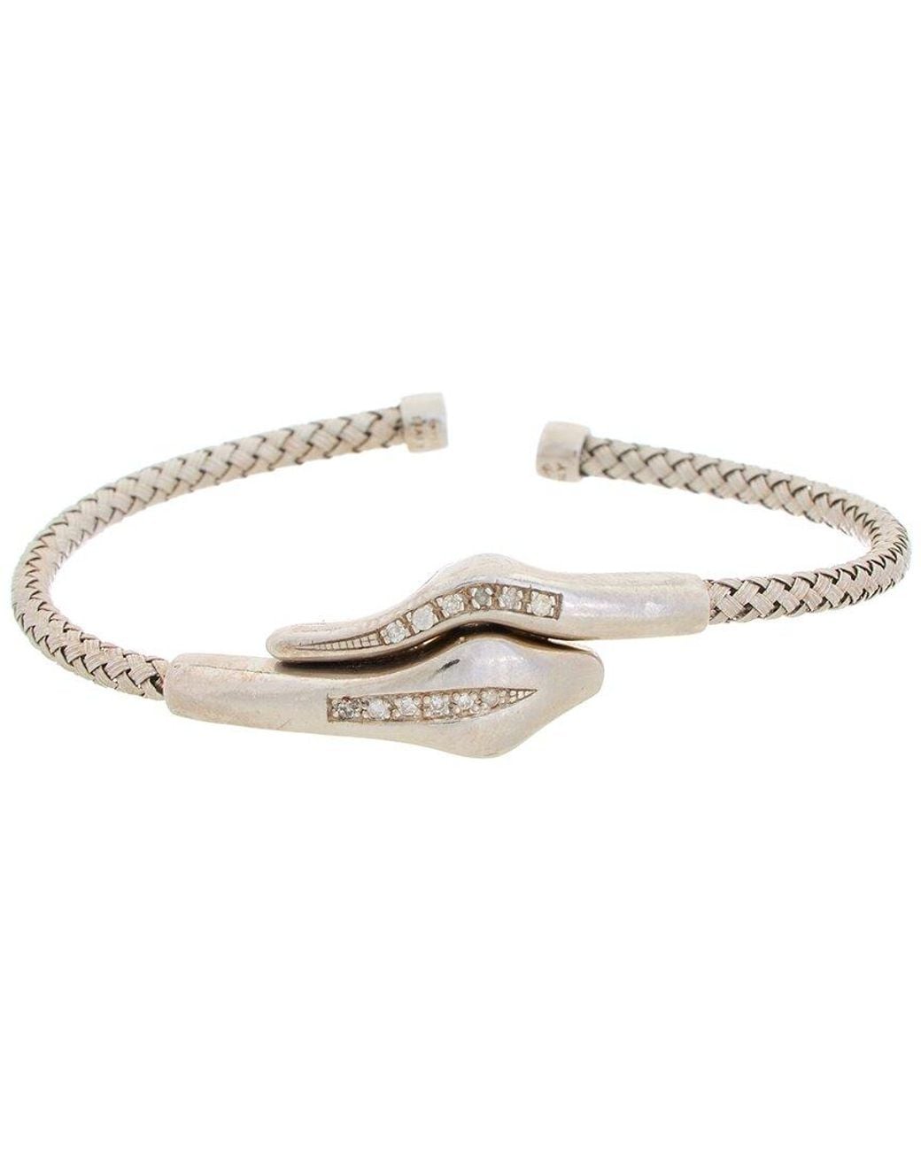 Meshmerise White 18k Rose Gold Vermeil 0.12 Ct. Tw. Diamond Mesh Bangle