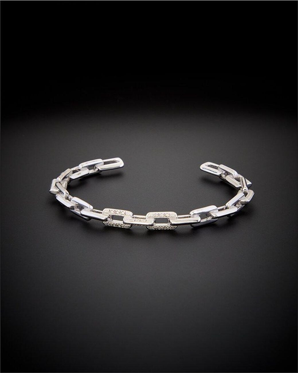 Italian Gold Over Silver Black 18K 0.15 Ct. Tw. Diamond Link Cuff
