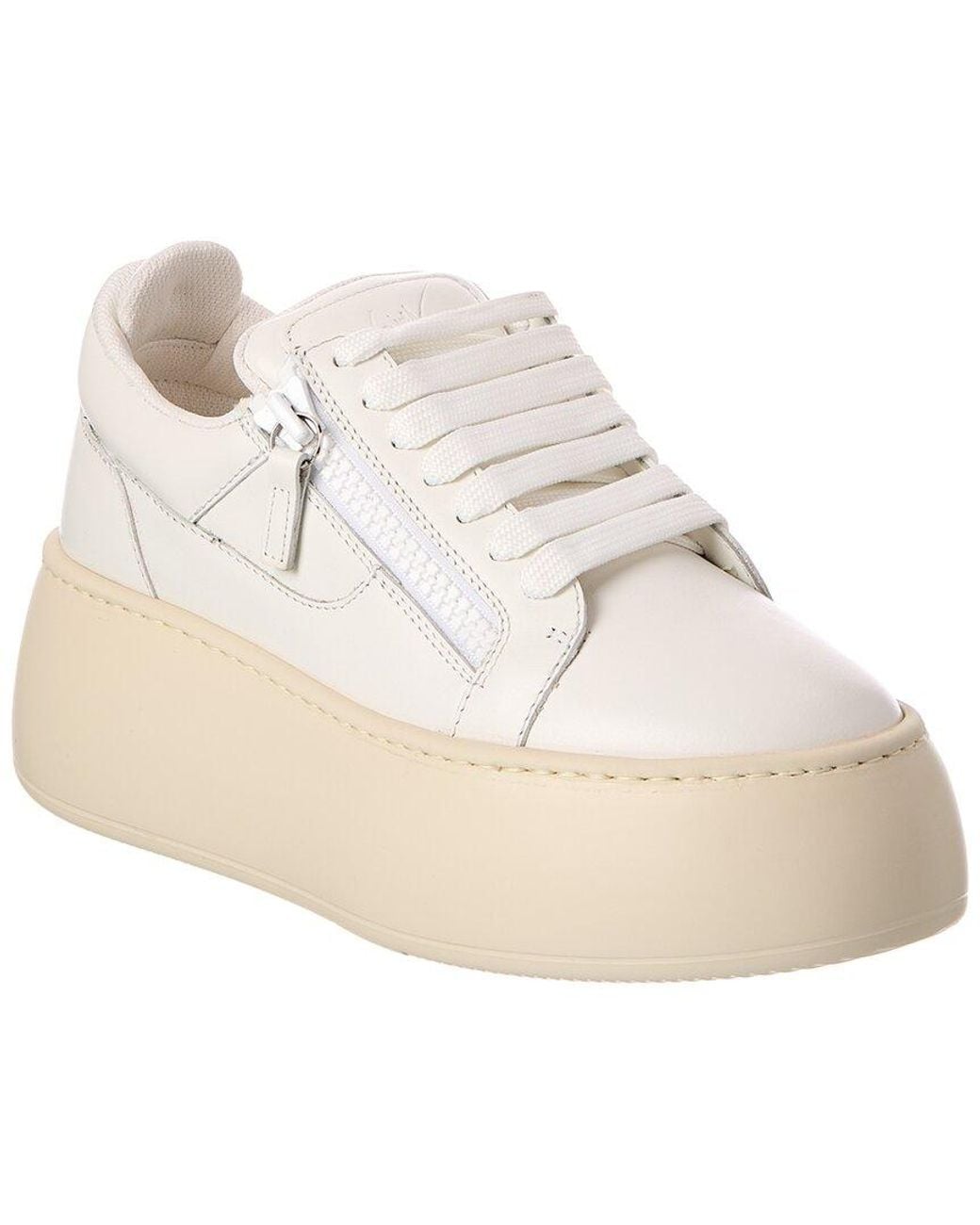 Giuseppe Zanotti White Alma Leather Platform Sneaker