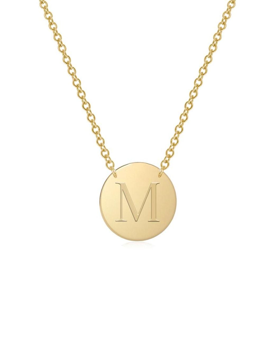 Jane Basch Metallic Designs 14k Initial Disc Necklace (a-z)