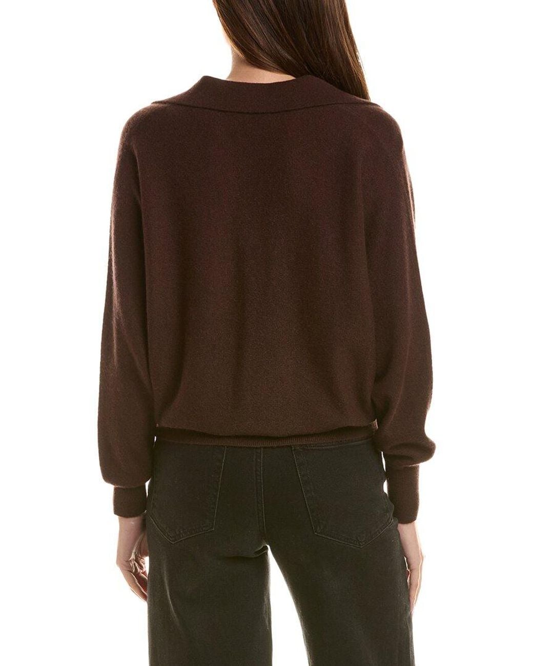 InCashmere Brown 100% Cashmere Oversize Polo Sweater