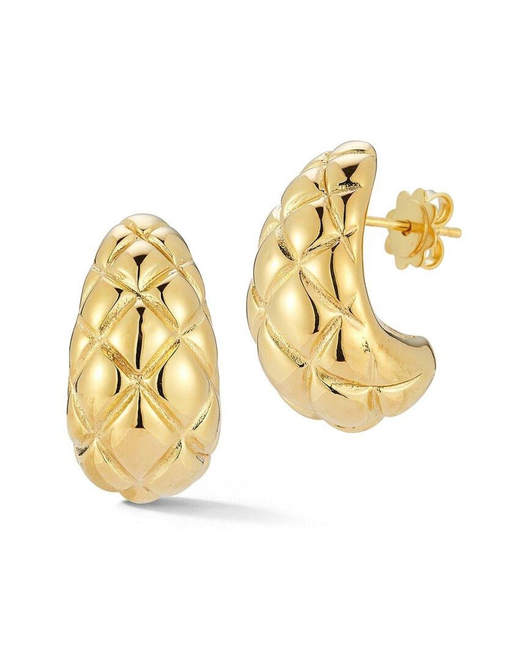 Sphera Milano Metallic 14k Over Silver Hollow Quilted J Hoops